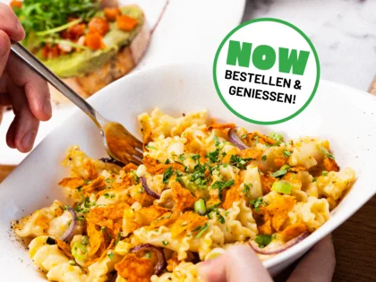 Die neuste Pop UP Pasta mit der Aufschrift "NOW bestellen und genießen"